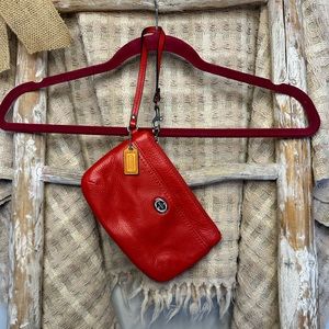 Coach Soft Red Leather Turn-lock Wristlet